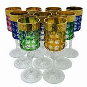 Vintage Multi-Coloured Crystal Josephinenhutte Wine Goblets