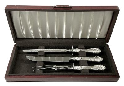 Vintage Northumbria Normandy Rose Sterling Silver Carving Set