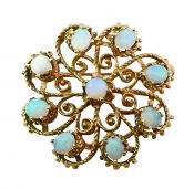 Vintage 2.21ct Opal Brooch in 14kt Yellow Gold