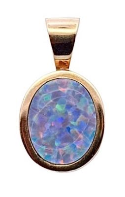Vintage Opal Doublet Pendant in 14kt Yellow Gold