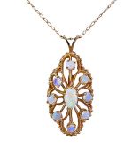 Vintage .65ct Opal Necklace in 14kt Yellow Gold