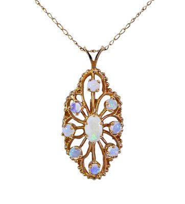 Vintage .65ct Opal Necklace in 14kt Yellow Gold