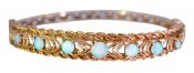 Vintage .99ct Opal Openwork Bangle in 10kt Yellow Gold