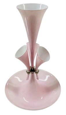 Vintage Pink Cased Glass Epergne, Italy