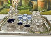 Vintage Salt & Peppers, Spode Egg Cups, Cream & Sugar and Tray
