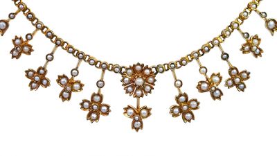 Vintage Seed Pearl Necklace in 14kt Yellow Gold