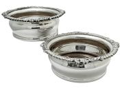 Vintage Silver Plate Wine Bottle Coasters