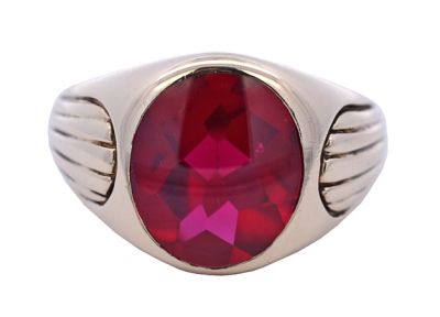 Vintage Synthetic Ruby 10kt Ring