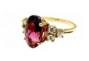 Vintage 4.83ct Tourmaline and Diamond RIng in 14kt Yellow Gold