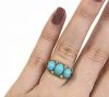 Vintage Birks Turquoise and Diamond Ring in 18kt Yellow Gold
