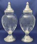 Watrous Sterling Silver Covered Crystal Urns