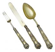 William IV Sterling Silver Gilt Christening Set, Joseph Willmore London 1834
