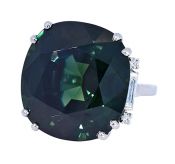Birks 37.43ct Natural Green Sapphire and Diamond Ring in Platinum