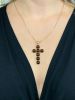 Vintage 15.97ct Garnet Cross Pendant in 18kt Yellow Gold