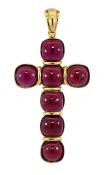 Vintage 15.97ct Garnet Cross Pendant in 18kt Yellow Gold