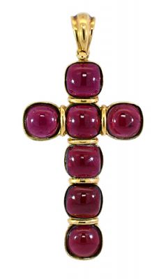 Vintage 15.97ct Garnet Cross Pendant in 18kt Yellow Gold