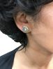 Vintage 2.51ct Moonstone and Peridot Cluster Earrings in 18kt White Gold