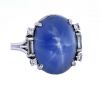 Vintage 17.79ct Oval Cabochon Six-Rayed Star Sapphire and Diamond Ring in Platinum