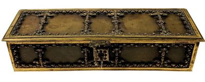 Antique Bronze And Leather Glove Box