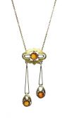 Antique Citrine Drop Necklace