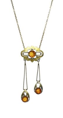 Antique Citrine Drop Necklace