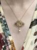 Antique Cultured Pearl Sapphire and Seed Pearl 14kt Pendant Brooch