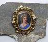 Antique Gilt Enamel Portrait Pendant Brooch