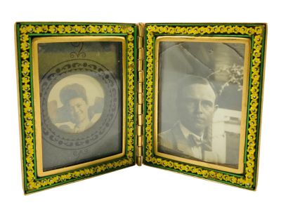 Antique Micro Mosaic Double Picture Frame