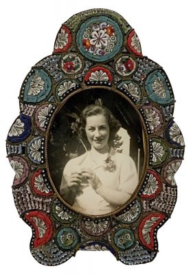 Antique Micro Mosaic Picture Frame, Made in Italy 