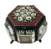 Antique Micro Mosaic & Bevelled Glass Jewel Box