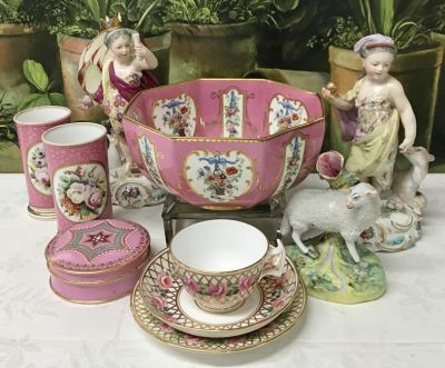 Antique Pink & White Porcelain