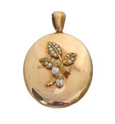 Antique Seed Pearl and Floral Locket Pendant