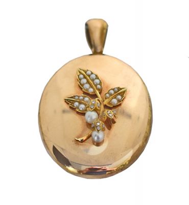 Antique Seed Pearl and Floral Locket Pendant