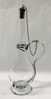 Antique Silver Plate & Glass Claret Jug With Serpent