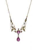 Antique Tourmaline and Seed Pearl Necklace