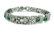 Art Deco Diamond and Synthetic Emerald Bracelet