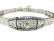 Art Deco Diamond and Synthetic Sapphire Bracelet 