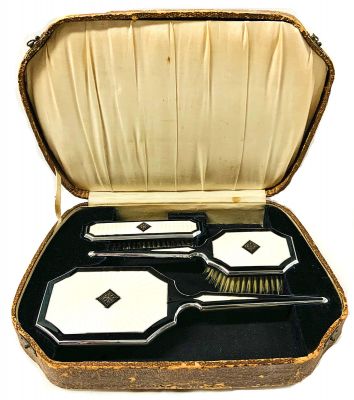 Art Deco Enamelled Boxed Dresser Set