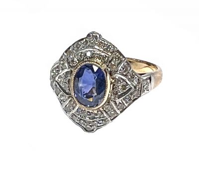 Art Deco Inspired Sapphire and Diamond Ring