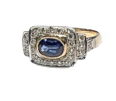Art Deco Inspired Sapphire and Diamond Ring