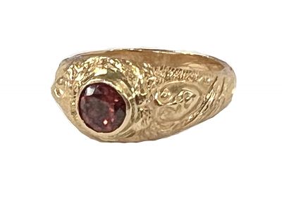 Art Nouveau Style Garnet Solitaire Ring