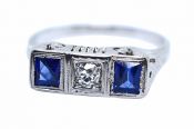 Art Deco Diamond and Sapphire Ring
