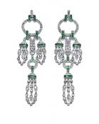 Art Deco Inspired Emerald and Diamond Earrings