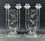 Art Deco Style Glass Candlesticks