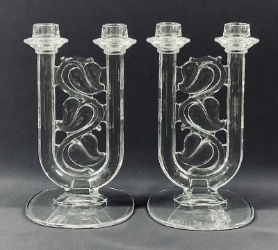 Art Deco Style Glass Candlesticks