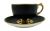Art Deco Grosvenor China Black Matte & Gold Coffee Cups & Saucers