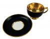 Art Deco Grosvenor China Black Matte & Gold Coffee Cups & Saucers