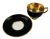 Art Deco Grosvenor China Black Matte & Gold Coffee Cups & Saucers