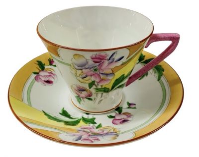 Art Deco Hand Painted Adderley Ware Teacup & Saucer