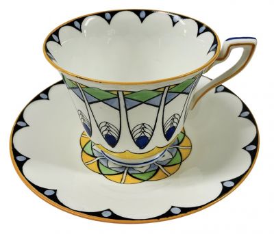 Art Deco Hand Painted Adderley Ware Teacup & Saucer